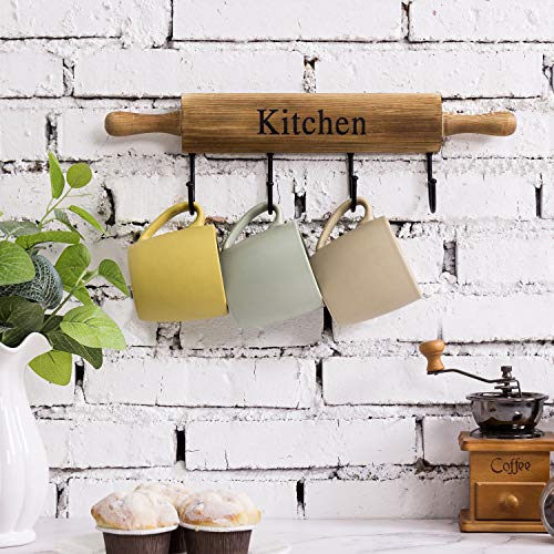 Rustic Burnt Brown Wood Kitchen Hooks for Hanging Cooking Utensils (Rustic Brown)