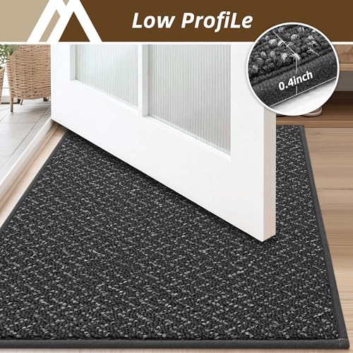 Dirt Trapper Door Mat 17"x60" Non Slip Washable Dark Grey (Dark Grey / 17" x 60")
