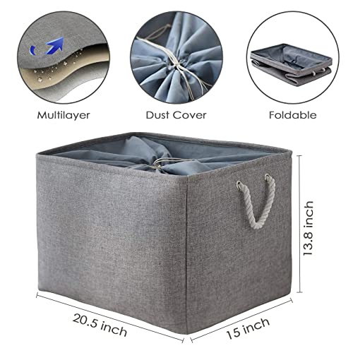 Storage Baskets for Organizing (Grey / 3PCS/Extra Jumbo - 20.5Lx15.7Wx13.8H)