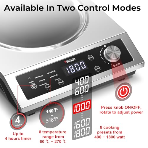Commercial Induction Cooktop (1800W Concave Cooktop with Wok)