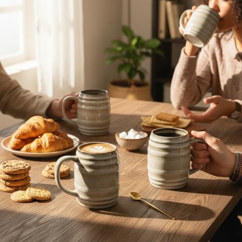 20oz Large Coffee Mugs Set of 4 (Oatmeal / Set of 4(20oz))