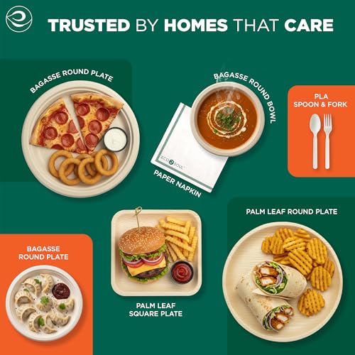 9 Inch Disposable Bagasse Paper Plates (9" [Natural])