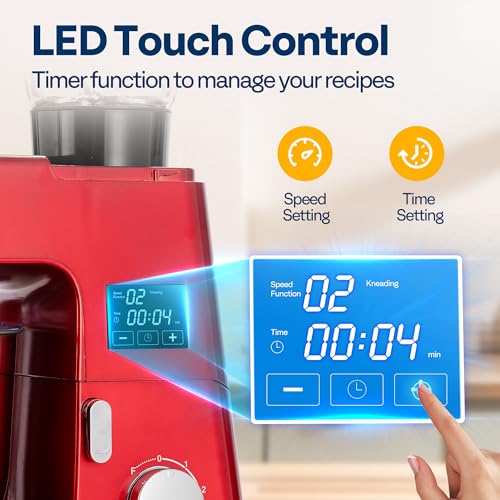 9-in-1 Stand Mixer with Fermentation & Timer, 7.5-Quart, Red (9-in-1 / Red)