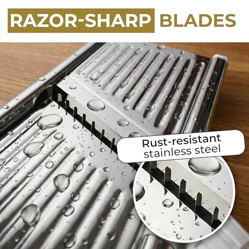 Gramercy Mandoline Slicer for Kitchen with 12 Slice Settings (White/Silver)
