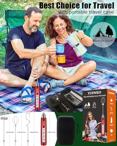 Red Rechargeable Milk Frother for Coffee