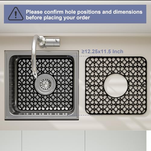 TOOVEM 2PCS Kitchen Sink Mats (11.5 x 12.25 inches Black)