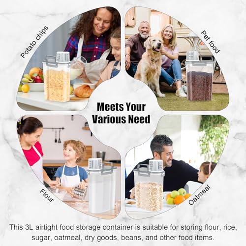 Airtight Rice Storage Container (Clear Grey 3L / 3L-1pack)