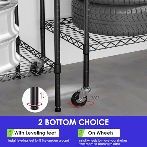 6 Tier Wire Shelf with Wheels