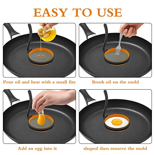 4 Pack Silicone Egg Rings for Frying Egg (4Pcs Round / Black)