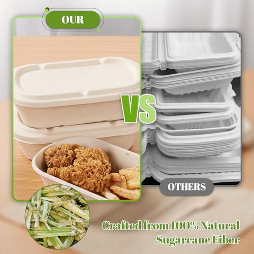 100% Eco Friendly] 34 oz Disposable Food Containers with Lids (34 OZ)
