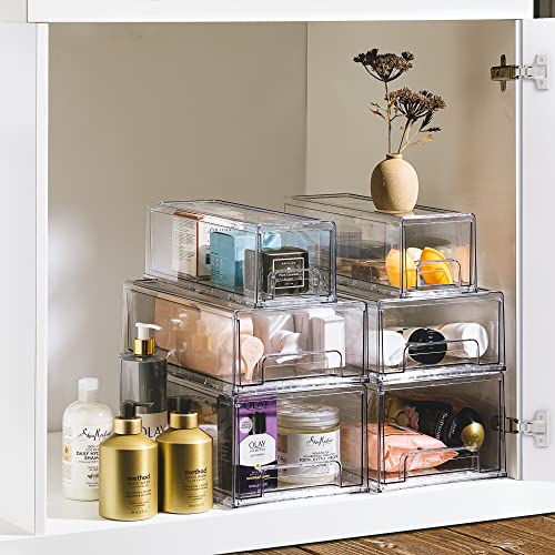 Clear Stackable Storage Drawers for Refrigerator (2 Pack / Medium)
