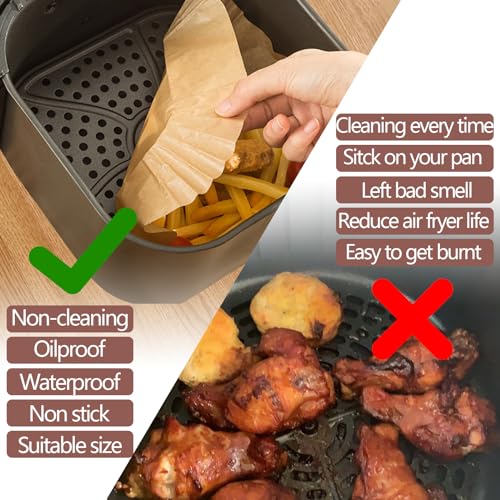 9 Inch Disposable Air Fryer Liners 200 Pack Square Parchment Liner