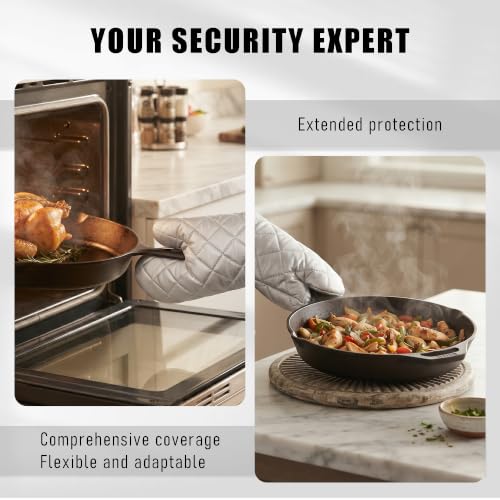 Silver 13" Quilted Oven Mitts Set of 2 Heat Resistant for Kitchen Grill (Silver / 13 inch)