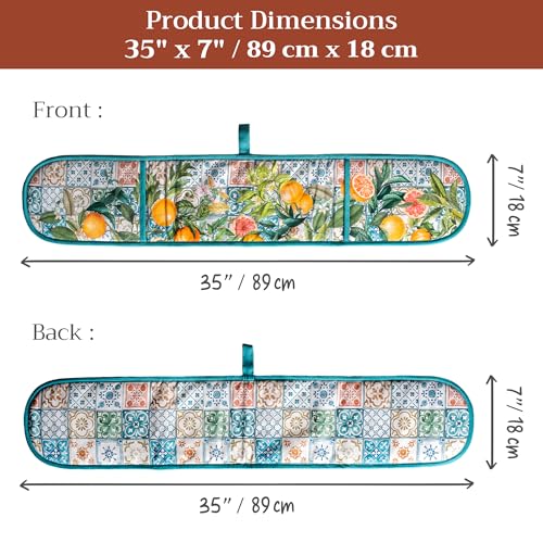 Double Oven Mitts 100% Cotton Double Oven Glove (010 - Agrume / 7" x 35" (Double Oven Mitt))