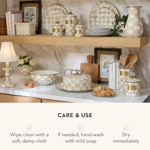 Enamel Cake Carrier (Mocha Check)