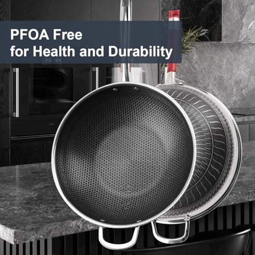 Tri ply Stainless Steel Wok with Lid