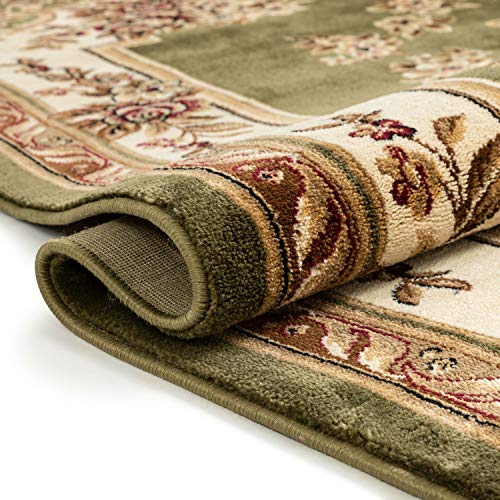 Timeless Collection Le Petit Palais Green 3x12 Runner Luxurious Traditional French Medallion Oriental Area Rug Perfect for Living Room Bedroom or Dining Room Easy (2'7" x 12' (Rectangular) / Green)