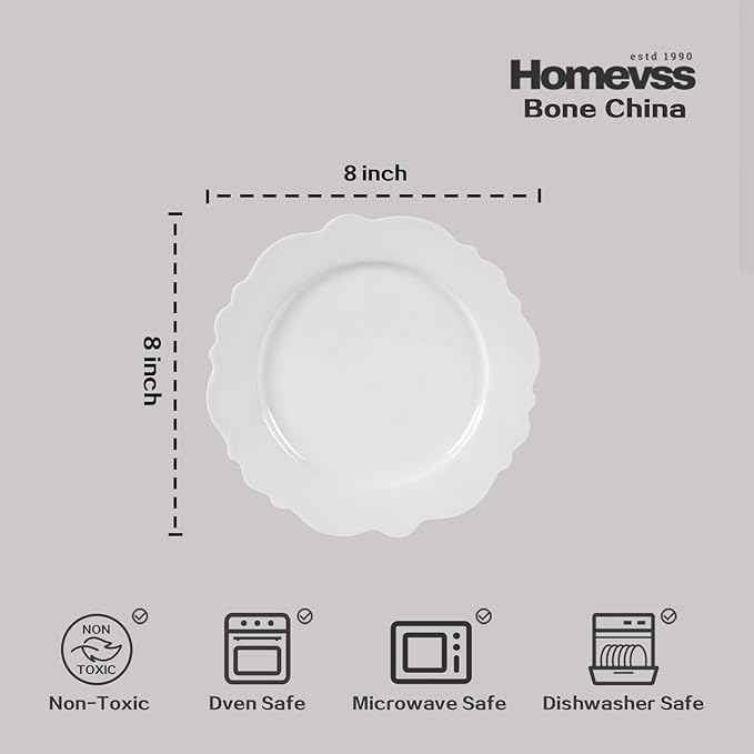 HomeVss, New Bone China Dinnerware Set, Embossed Winds, Service for 4-16pc Set