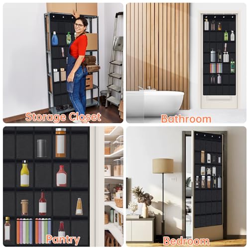 35 Pockets Door Hanging Cup Organizer Fit for Stanley Tumbler (67'' x 27.6'' / Black)