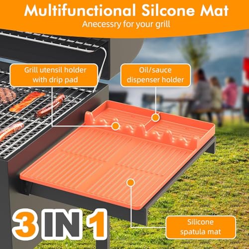 Silicone Griddle Tool Mat for Flat Top Grills (Orange-2Pcs)