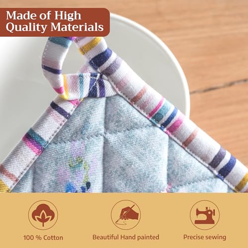 Pot Holders 100% Cotton Potholders (054 - Sweet Rose Lavender - Lush / 8" x 8" (Pot Holder Pack of 2))