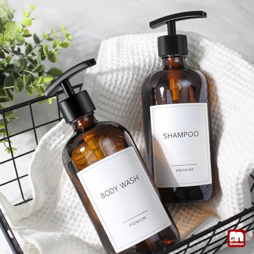 Amber Glass Soap Dispenser (Amber Bottle + Black Bend Pump / 2 Pack)