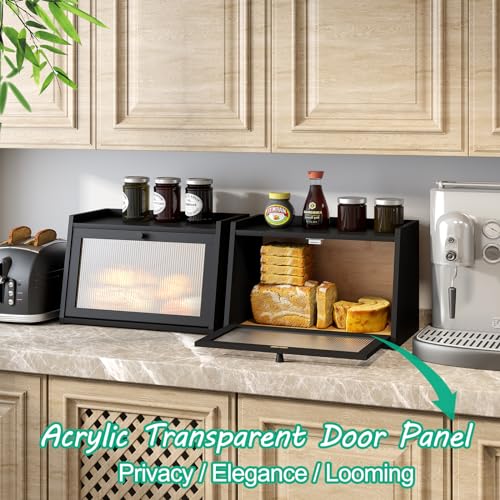 Bread Box for Kitchen Counter (Black / Medium-1_Tier)