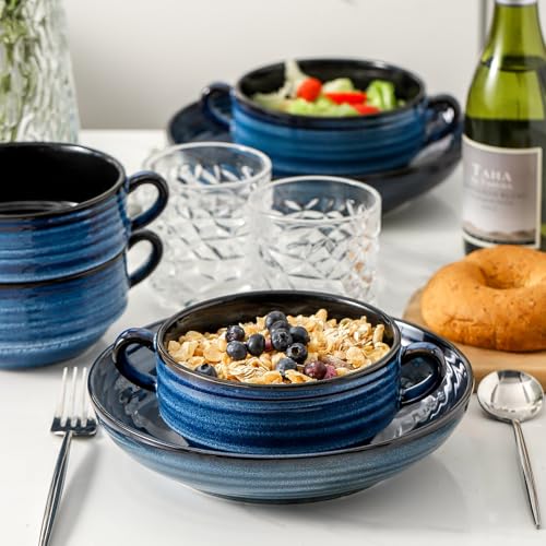 Ceramic Soup Bowls (Blue / 20oz - 6pcs)