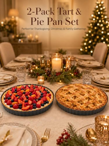 9 Inch Quiche Pans 2 Pack. Removable Bottom (9.45*1.2IN)