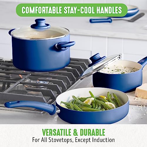 Soft Grip 23 Piece Kitchen Cookware Pots and Frying Saucepans Set (23 Piece Cookware Set / Blue)