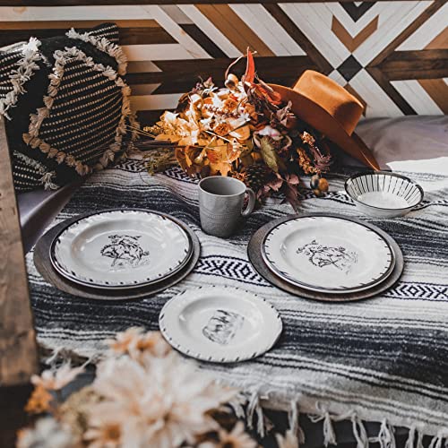 Ranch Life 14 Piece Melamine Plastic Dinnerware Set with Plates (14 Piece / Ranch Life)