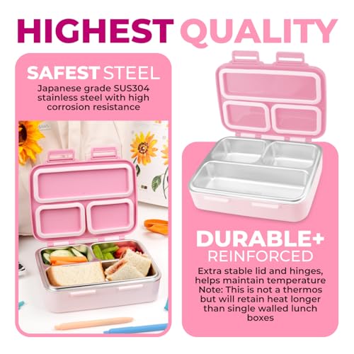 Stainless Steel Bento Box Lunch Container for Kids Adults