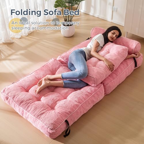 Folding Sofa Bed (Pink / Single)