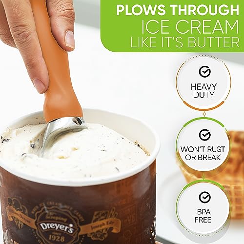 Heavy Duty Metal Ice Cream Scoop with Soft Grip Handle