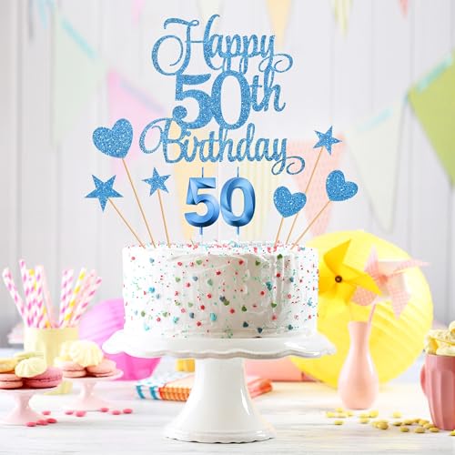 50th Birthday Cake Decorations (9 Count)