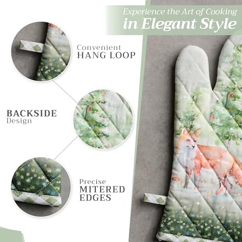 Maison d'Hermine Oven Gloves 100% Cotton Oven Mitt (097 - Winter Mornings / 7.5" x 13" (Oven Mitt))