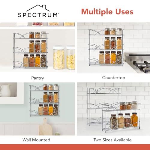 3 Tier Spice Rack Organizer Black Countertop Wire Shelf Spice Rack for Modern Kitchen Pantry Cabinet