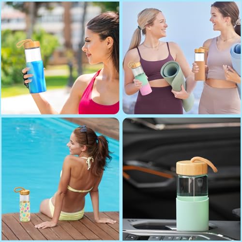24 oz Glass Water Bottles with Lids (Gravelgray / 24 Ounces)