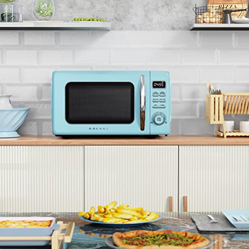 GLCMKZ09BER09 Retro Countertop Microwave Oven with Auto Cook & Reheat (Blue / .9 cu ft / Modern)