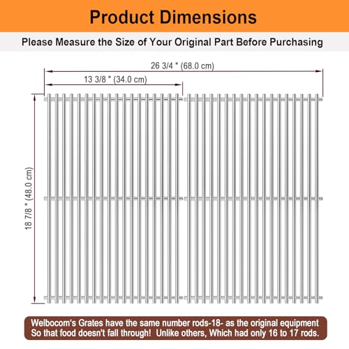 Stainless Steel Grill Grates (Fits Weber Genesis II 300 Series Grills)