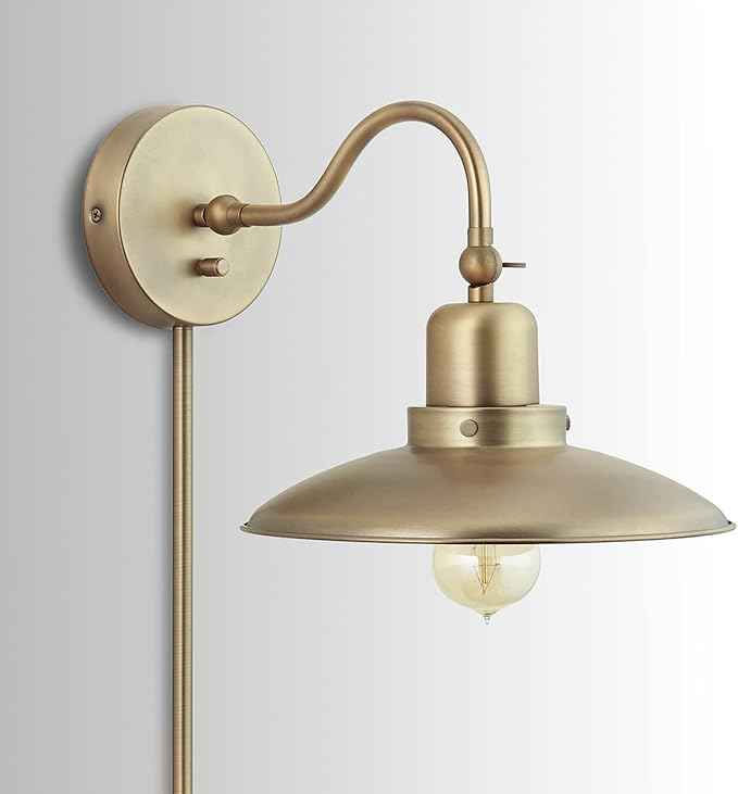Capital Lighting 634811AD Dewitt Metal Portable Wall Sconce, 1-Light 100 Watts, 18" H x 10" W, Aged Brass