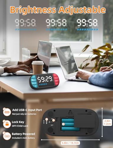 Magnetic Digital Kitchen Timer for Classroom Countdown