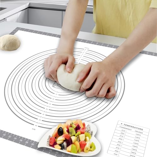 Pastry Dough Mat Silicone Baking Mats for Rolling Out Dough (Gray / 24"L x 32"W)