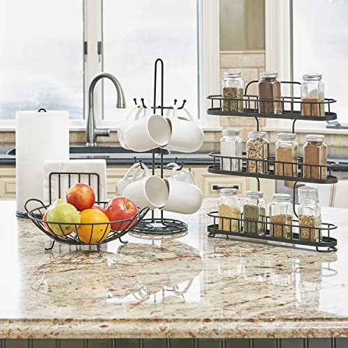 Yumi Small Three Tier Spice Rack Black for Countertop Cabinets Cupboards Kitchens (Black / Small 3-Tier / Yumi)