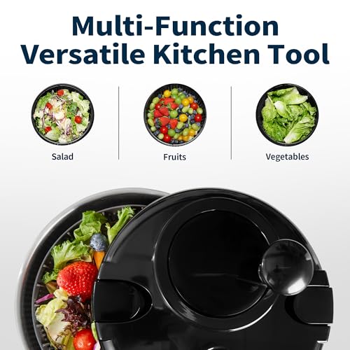 Stainless Steel Salad Spinner (Black Lid)