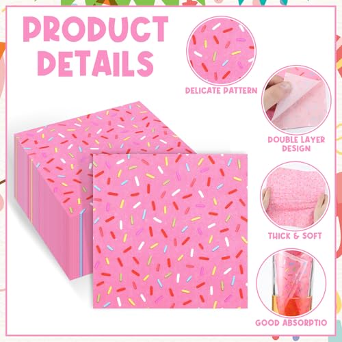 100 Pcs Sprinkles Donut Napkins Birthday Party (100 Count)