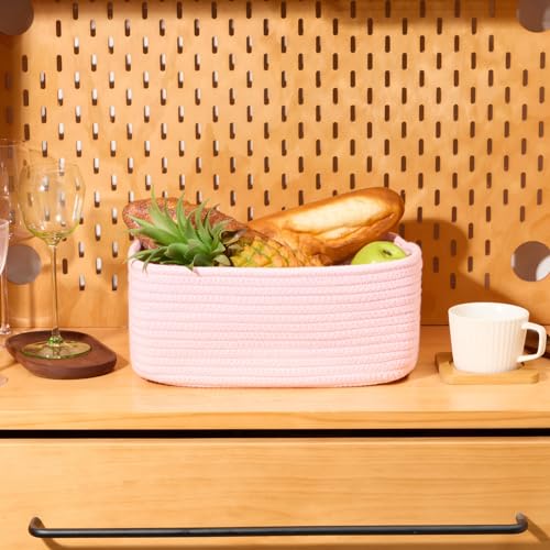 Small Storage Baskets for Organizing (3pcs-L13xW8.5xH5.1" / Light Pink)