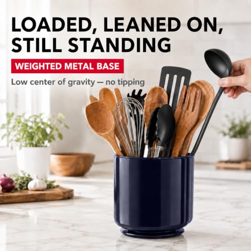 Plastic Large Rotating Navy Blue Kitchen Utensil Holder Countertop Caddy (Midnight Atlantic)