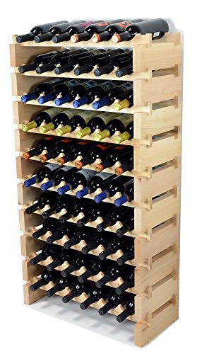 Modular Wine Rack Beechwood 24 (60 Bottles - 10 Rows)