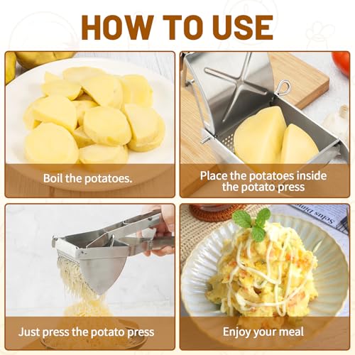 Heavy Duty Stainless Steel Professional Ricer for Mashed Potatoes